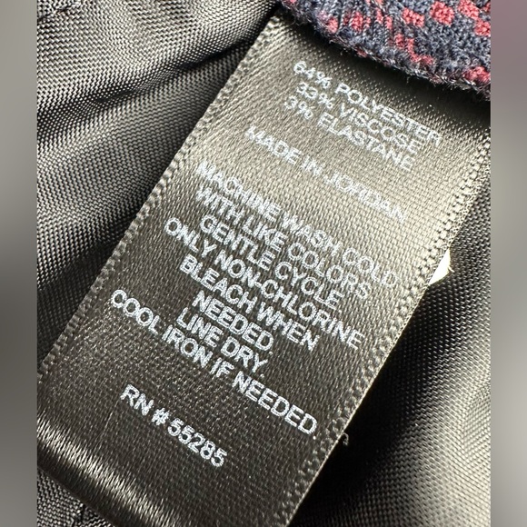 Express Editor Size 0R Burgundy & Navy Blue Diamond Stretch Ankle Pants Mid-Rise - Picture 6 of 13